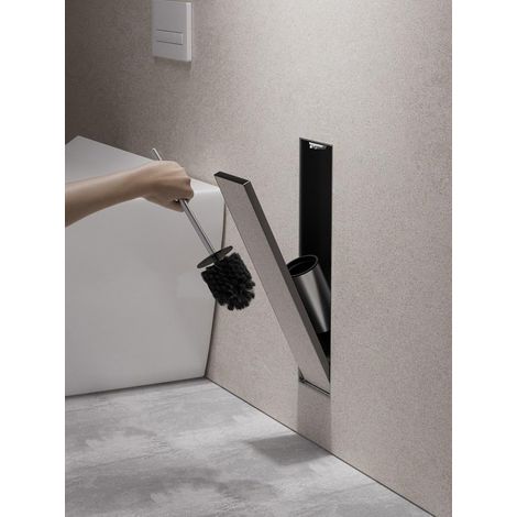 Porte-Balai WC encastré en Acier Inoxydable, Brosse Toilette Noire, Porte-Brosse WC encastrable en Niche Murale pour Salle de Bain (Noir Mat, 45 x 12 x 12.5 cm) (1/5)