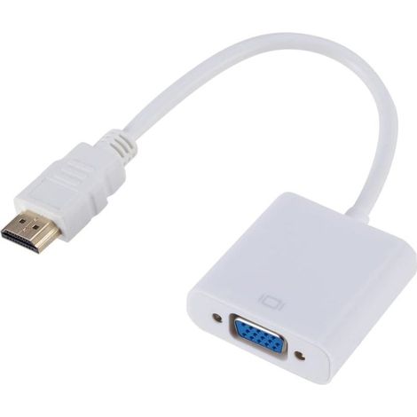 Câble convertisseur HDMI vers VGA TXY HD 1080P avec alimentation audio, adaptateur HDMI mâle vers VGA femelle (blanc) (1/4)