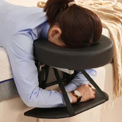 Tetiere Table de Massage, Kit de Massage Tete, Réglable à 180 ° avec Support de Coussin pour Le Visage avec Repose-Bras pour Matelas d'une Épaisseur de 5 à 16 cm, Appui-tête de Spa de Beauté (1/5)