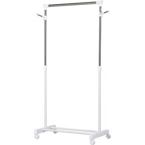 Portant réglable en hauteur avec compartiment de rangement et 4 roulettes, 68,5x42x87-145 cm (1/5)