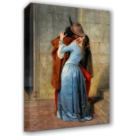 Lupia - Quadro su Tela il Meglio dell'Arte, 50x70 cm IL BACIO - HAYEZ, Riproduzione d'Arte su Tela, Montato su Telaio in Legno 3 cm, Made in Italy (1/4)
