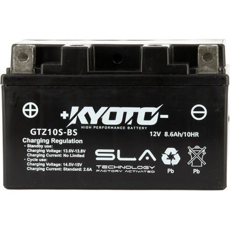 Batterie KYOTO GTZ10S-BS SLA-AGM - Sans Entretien - Prête à l'Emploi - Equivalente YTZ10S-BS (1/2)