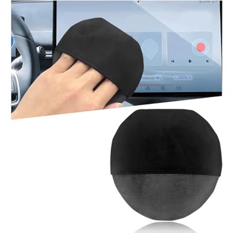Ohleats Nettoyeur d'écran de voiture, 11,9 x 12,9 cm rond en microfibre, chiffon de nettoyage pliable pour écran LCD de tableau de bord de véhicule, accessoires d'intérieur de voiture (1/5)
