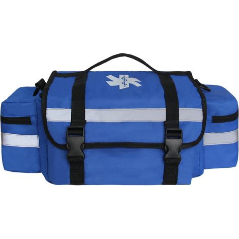Professionelle Erste-Hilfe-Tasche leer, medizinische Notfalltasche mit Reflektoren, Blau