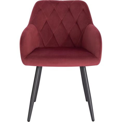 Silla de comedor con reposabrazos de terciopelo y metal 1 pieza Roja MODENUIT (1/5)
