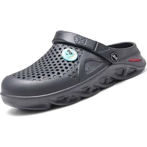 Sandales de jardin homme en caoutchouc, mules étanches respirantes antidérapantes pour extérieur, été plage piscine terrasse cuisine, chaussures de jardinage confortables à enfiler, séchage rapide, gr (1/5)