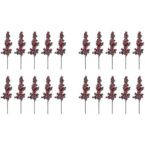 30 branches décoratives artificielles à baies rouges, idéales pour l'automne et Noël. (1/5)