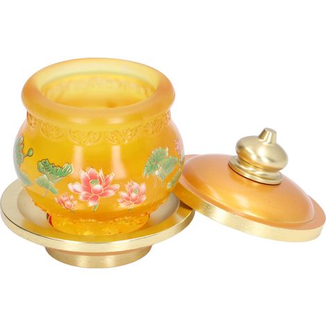 Buddhistische Wasserschale für Zuhause, Buddha-Verehrung, Familien-Tribut, heilige Utensilien, farbige Glasur, klein (1/5)