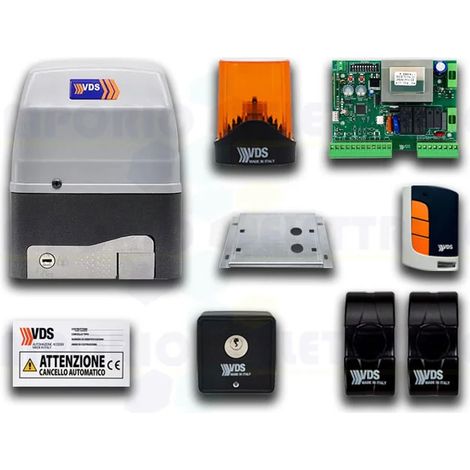 Automatisme électromécanique pour portail coulissant – Kit Geko 230V – Max 400 kg – Armoire de commande incluse – Photocellules et clignotant LED – VDS (1/2)