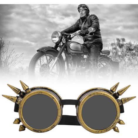 Lunettes de protection Steampunk rétro avec double couche anti-vent et picots en bronze (1/5)