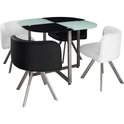 Table et chaises Mosaic 90 Blanc et Noir