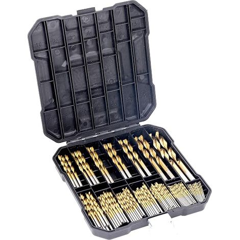 Coffret de 99 forets en titane, pointe à 118°, forets haute vitesse avec sac de rangement, diamètres de 1,5 à 10 mm pour acier, aluminium et cuivre. (1/5)