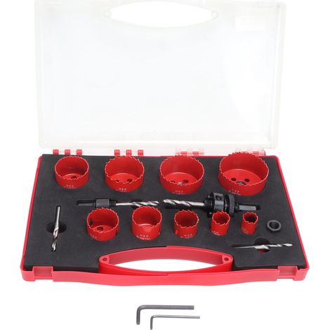 Scie-cloche HSS 19 pièces, jeu de trépan perceuse acier rapide, coupe-trou avec mandrin et clé pour menuiserie (1/5)