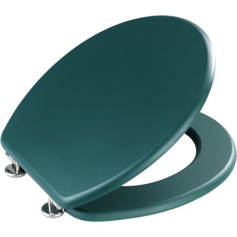 Abattant adulte pour WC vert foncé mat – MDF résistant à l'humidité – Fixation inoxydable – Compatible WC standards (1/4)