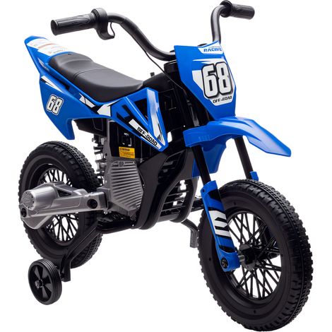 12V Kids Electric Motorbike, Kids Electric Ride on motorcycle w/ Twist Grip Throttle, Training Wheels, Blue (1/5)