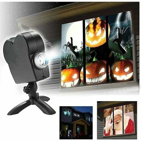 Projecteur de fenêtre de projecteur holographique de Noël Halloween Led Lampe de projection holographique, 12 festivals de film, utilisé pour Noël et Halloween (1/4)