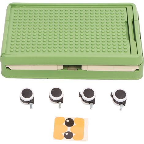 Bac de rangement à roulettes pour jouets, avec couvercle et roues, idéal pour ranger les blocs de construction pour enfants (vert). (1/5)