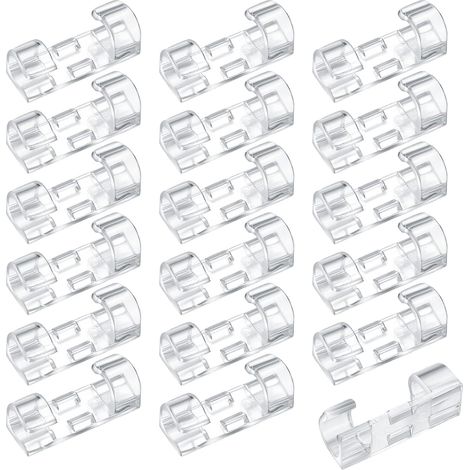 Sollbry 120 Stück selbstklebende Kabelklemmen, runde Kabel-Organizer-Halter, Kabel-Organizer, Kunststoff-Kabelklemmen, Wandhalterung mit Klebepads für Schreibtischkabel (transparent) (1/5)