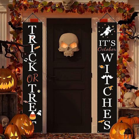Halloween-Deko für draußen Süßes oder Saures & Hexenbanner für die Veranda im Oktober Herbstdeko Halloween-Deko für drinnen (1/5)