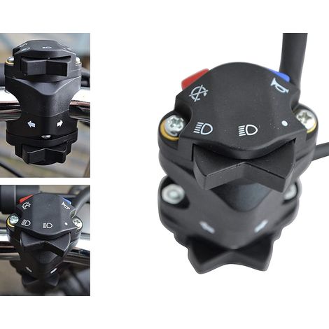 Commutateur de moto Cluster Light Horn Kill Switch Indicateur Phare Phare Haut Basse Commutateur, Motocross Enduro Supermoto pour 22mm 7/8 pouces Guides Convient à KTM