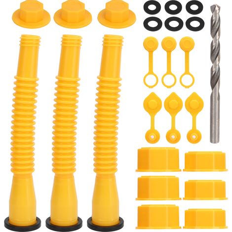 Ortviai Kit de Remplacement de Bec Verseur pour Bidon à Essence – 3 Tuyaux Flexibles, Bouchon de Ventilation + Foret 8 mm (1/5)