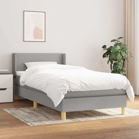 Lit avec sommier à lattes et matelas à ressorts ensachés gris clair 80 x 200 cm, 40.32kg - PANGIVO (1/5)