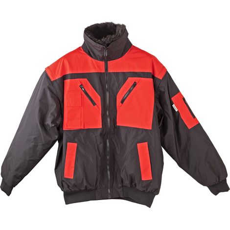 KesTek Pilotenjacke Arbeitsjacke Winterjacke 4in1 Herren Rot Schwarz XXXXL (1/5)