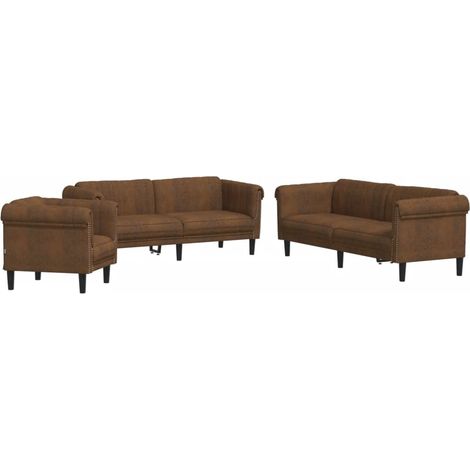 Maison Exclusive - Ensemble de canapés 3 pcs marron velours (1/5)