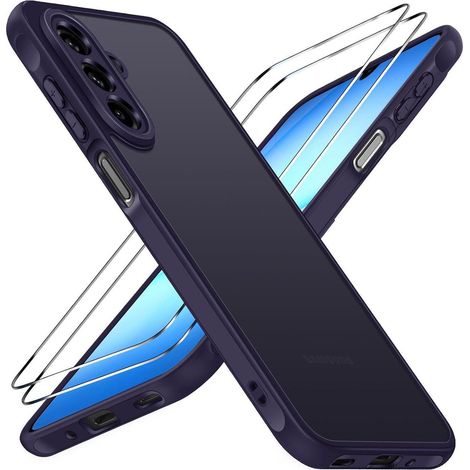 Coque Samsung Galaxy A17 4G/5G, protection militaire anti-chocs, dos mat translucide, lot de 2 verres trempés, violet (1/5)