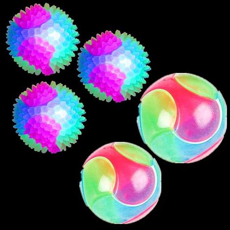 Balle de Chien LED Lumineuse Rebondissante Interactive avec Clignotant Élastique - Jouet à Paillettes pour Chien (4PC 5.5CM Ball) (1/3)