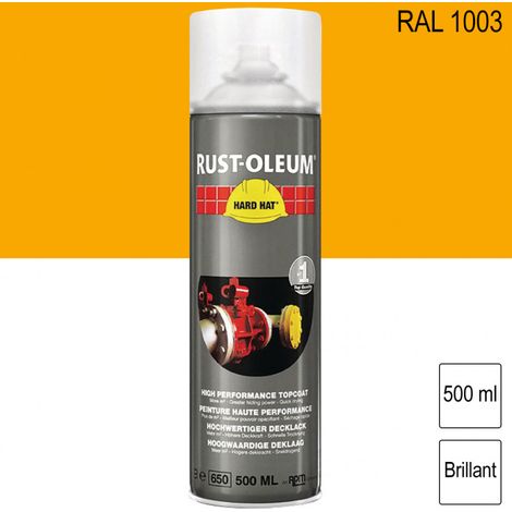 Peinture de finition industrielle aérosol Hard Hat RAL 1003 Jaune de sécurité brillant 500ml RUST-OLEUM