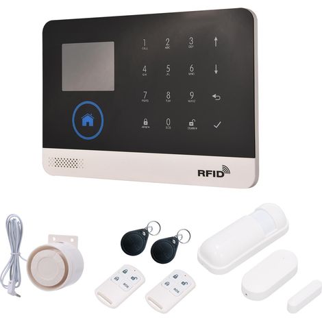 Sistema de alarma inalámbrico Wi-Fi + GSM de 433 MHz con marcación automática, pantalla LCD, sensor de puerta y detector de movimiento PIR. (1/5)