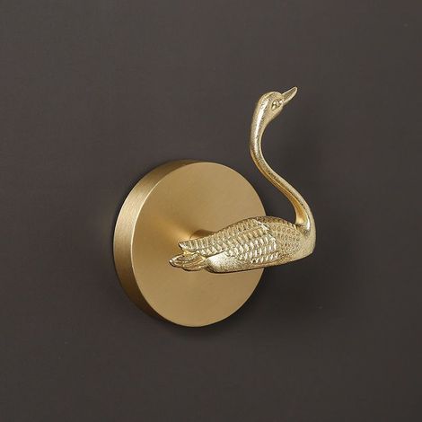 Filiyano-Cintre animal en laiton doré, cintre en laiton massif, cintre de porte (cygne) (1/4)