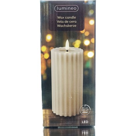 Lumineo LED Wachskerze Light Grey hellgrau Ø 7 cm Höhe 17,3 cm warmweiß Indoor (1/2)