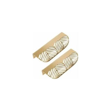 Poignée de tiroir en forme feuille porte meuble laiton d'armoire 2 pièces (1/5)