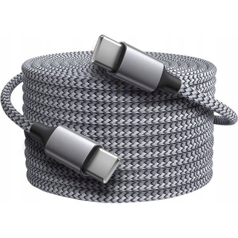 Cable USB-C/USB-C de 5 m (5 metros) de color gris acero (USB-C - USB-C 6A) (1/5)
