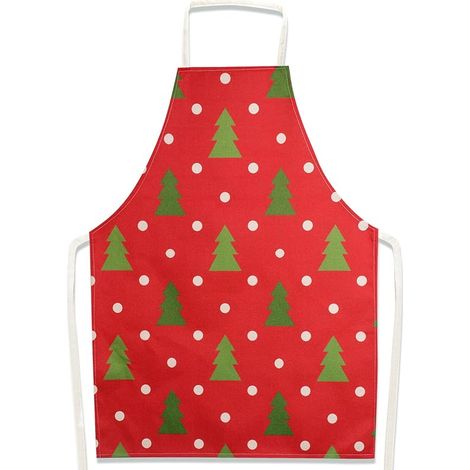 Tablier de cuisine (Rouge-HOHO) 68x55cm Tablier de Noël rouge Joyeux Noël Convient pour la cuisine Fête de Noël Fête Unisexe (1/5)