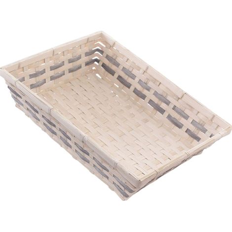 Cesto in bambù bianco, 38x30x9 cm (kit da 10)