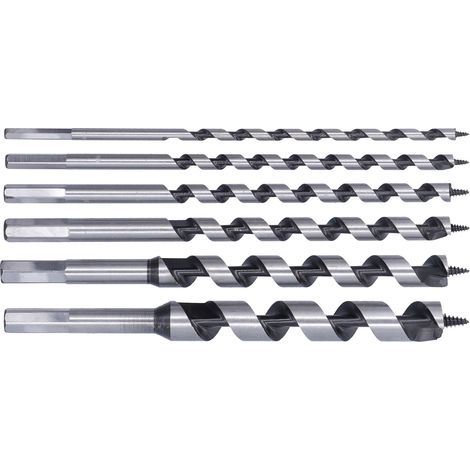 Lot de 6 mèches à vrille acier au carbone résistantes à l'usure pour perçage bois menuiserie avec coffret pin (1/5)