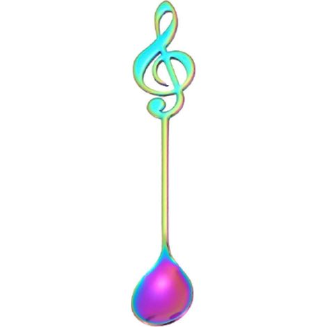 Cuillère à café en acier inoxydable avec notes musicales, cuillère à lait, cuillère à glace OIH (1/5)