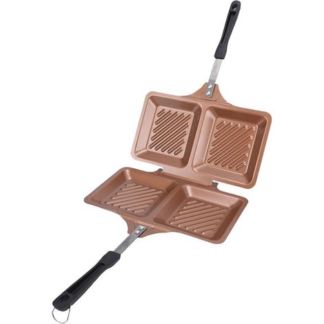 Máquina para hacer paninis de doble cara，Máquina para hacer sándwiches a la parrilla，Máquina para hacer sándwiches，25 x 14 cm (1/5)