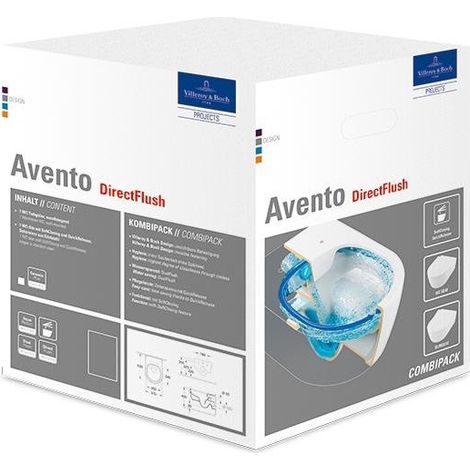 V&B Combi-Pack AVENTO m WWC ti. DF und WC-Sitz stone white C+