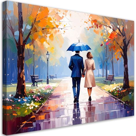 Quadro su tela, Coppia che passeggia nel parco - 120x80 (1/2)