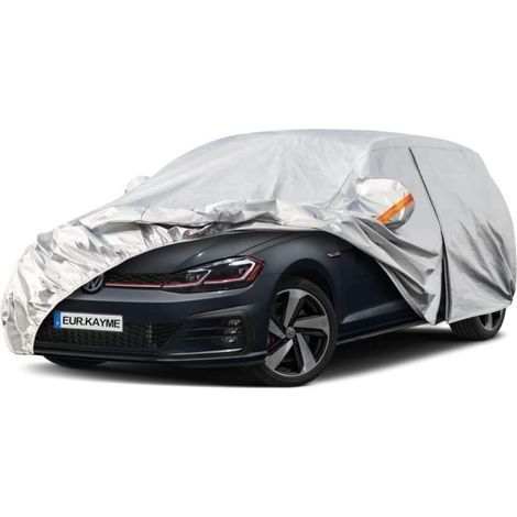 Housse de voiture imperméable et respirante, pour une utilisation en extérieur, contre la pluie et le soleil, avec fermeture éclair et doublure en coton, compatible avec Golf, 308, Captur et Mégane (p (1/4)
