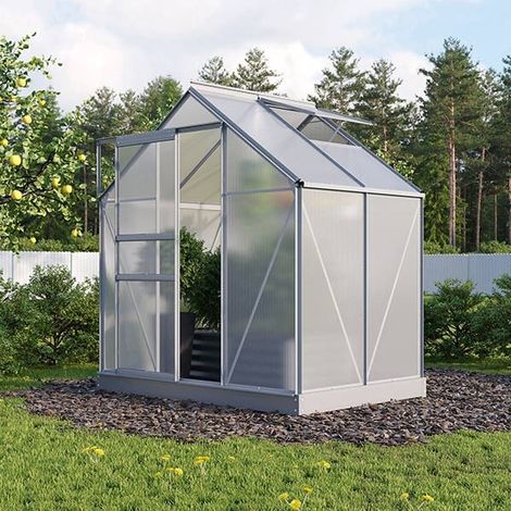 Serre de jardin en polycarbonate Planet 6 mm, Long 1.31 m, Couleur Aluminium