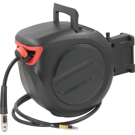 STI Avvolgitubo automatico per aria compressa 20m da Parete con Box e fissaggio a parete Tubo Aria 17 bar con attacchi rapidi da 1/4 di pollice e tubo da 3/8 (1/5)