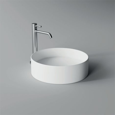 Lavabo Hide appoggio salvaspazio diam. 42 tondo in ceramica