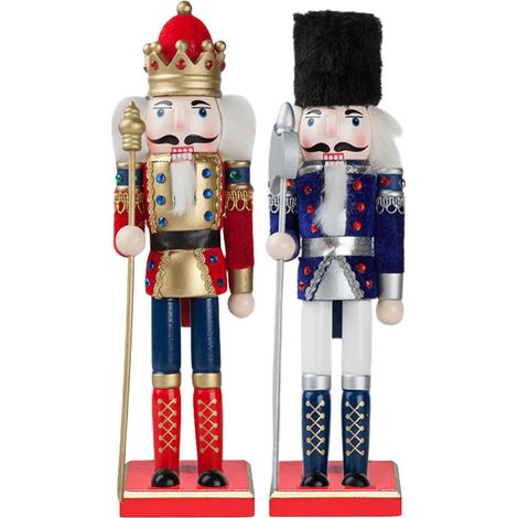 Nussknacker Figuren 30 cm, Holz, 2 Stück – für festliche Weihnachtsstimmung zu Hause (1/5)