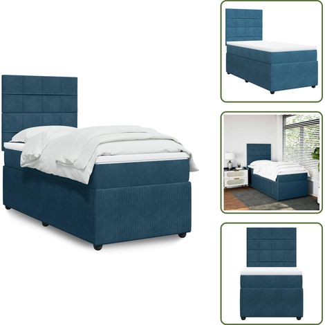 Sommier à lattes de lit avec matelas Bleu foncé 100x200 cm - Sommier À Lattes De Lit - Sommiers À Lattes De Lit - Lit - Meuble De Chambre À Coucher (1/5)