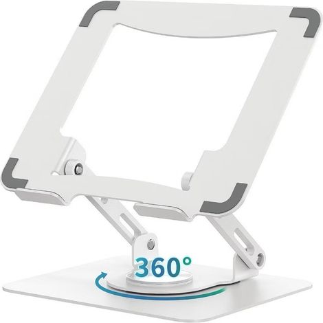 Support pour ordinateur portable avec base rotative à 360°, support de bureau ergonomique, hauteur réglable et multi-angles, pliable (1/5)